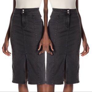FREE PEOPLE Charcoal Gray Denim Midi Skirt